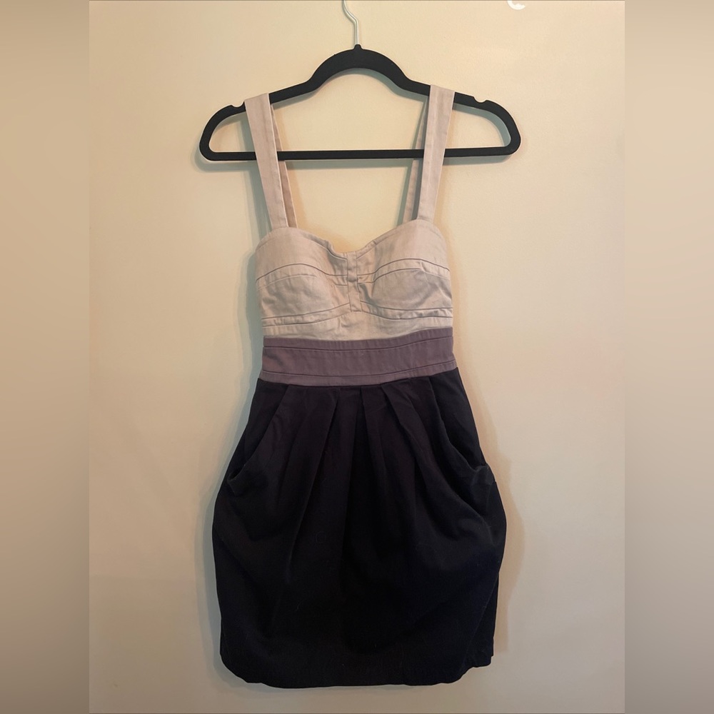 City Triangles Mini dress Size 5 Pockets Black Tan Color Block